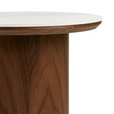Noli Table d'appoint, plateau en céramique/placage frêne, blanc/marron foncé, ø40x38 cm