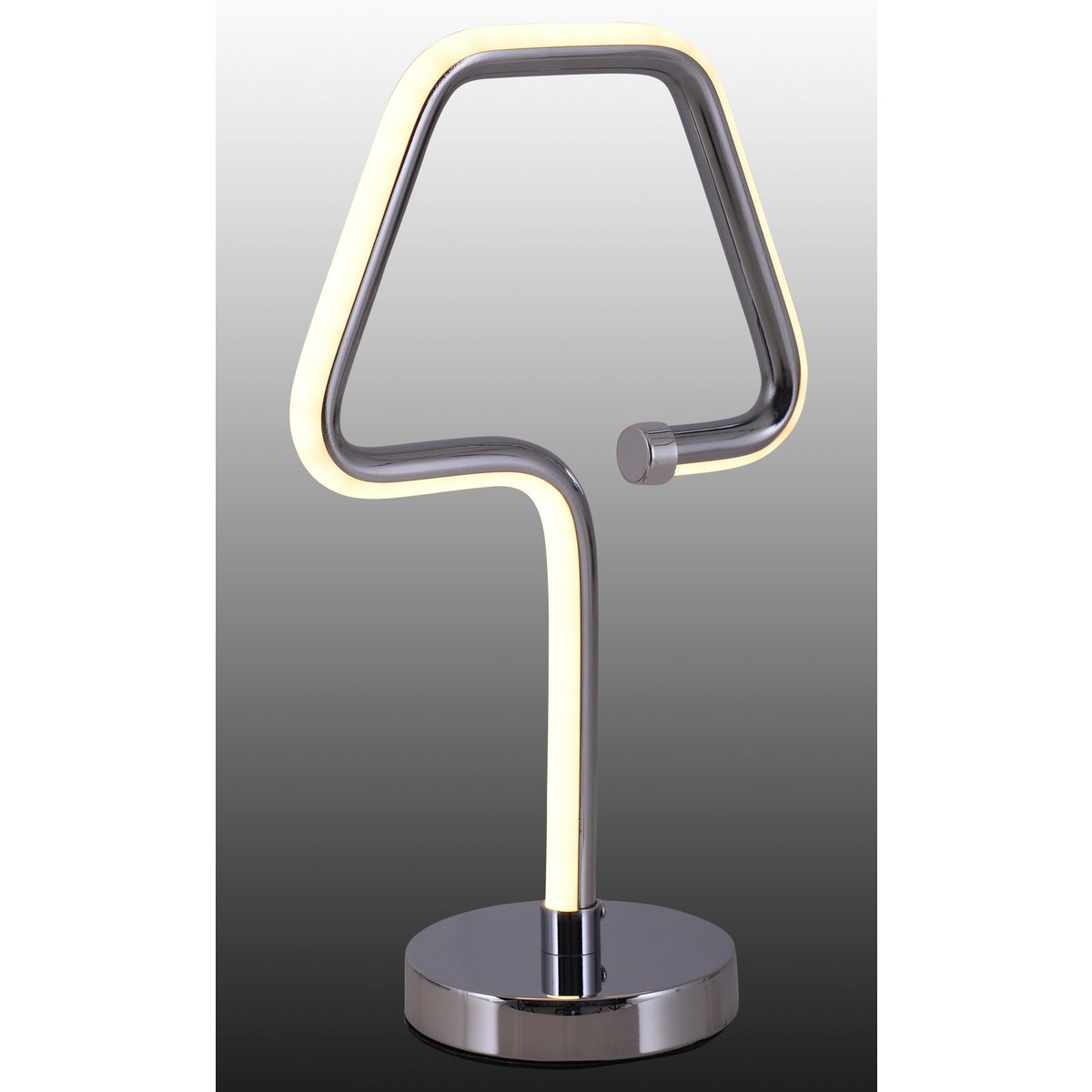 Lampe à poser LED Loop Line en chrome, vue de face