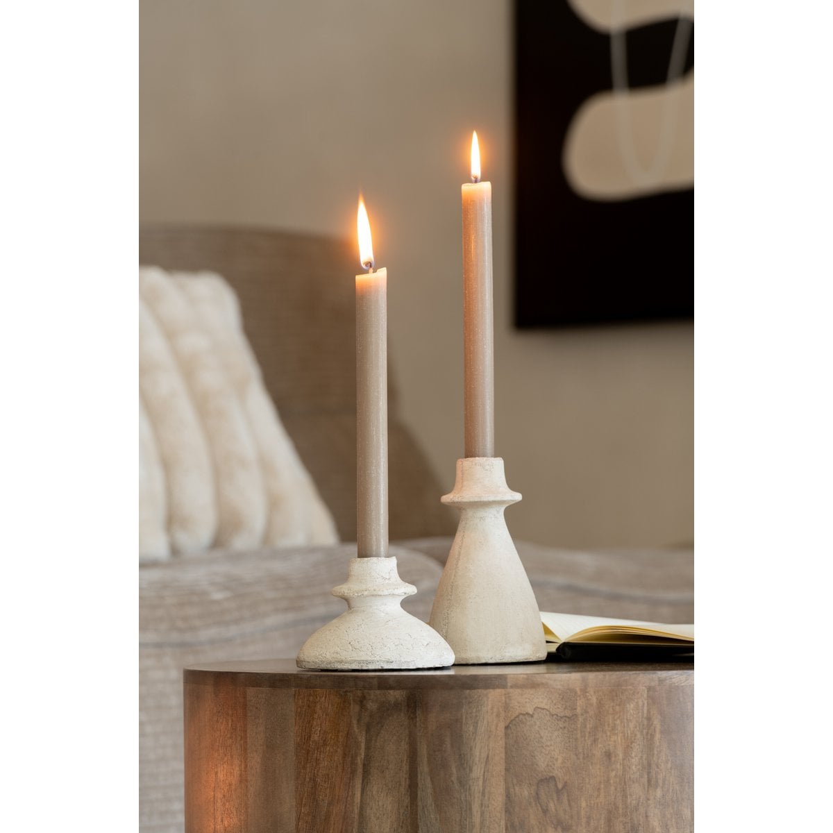 Coffret de 6 bougies de table J-Line gris élégant