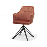 Chaise de bras calvin tournant en tissu noir aurore cuivre