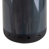 Lumière de table LED avec haut-parleur BT "Festa" pour zone extérieure en plastique noir avec des LED intégrées, 18 cm de haut