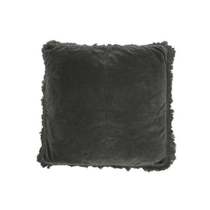 Coussin en velours Rosie gris foncé 45x45