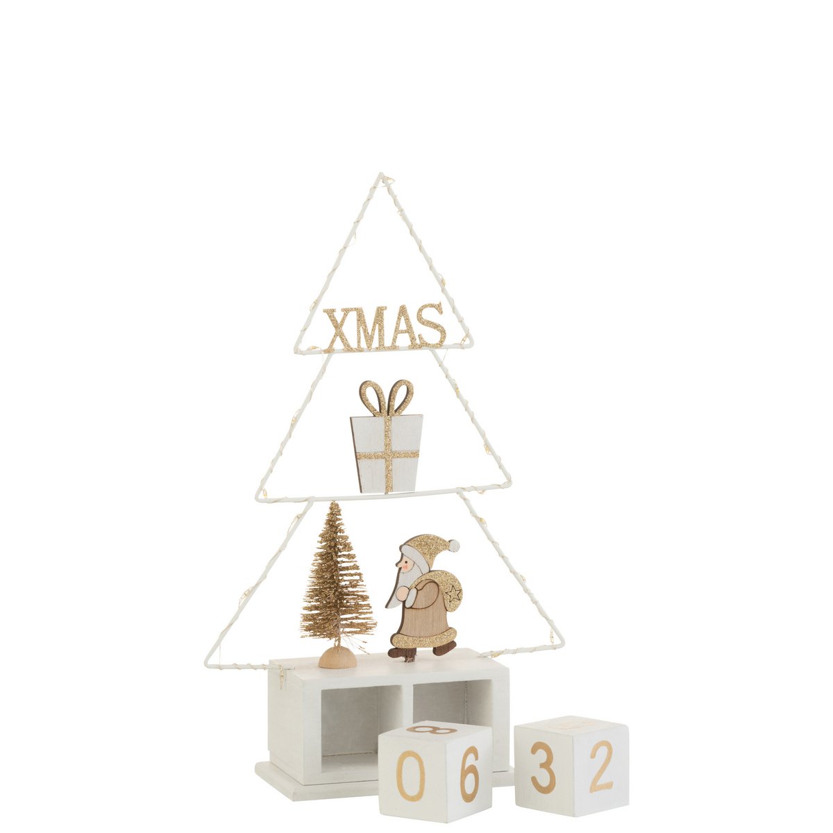 Calendrier sapin de Noël J-Line posé sur une table élégante