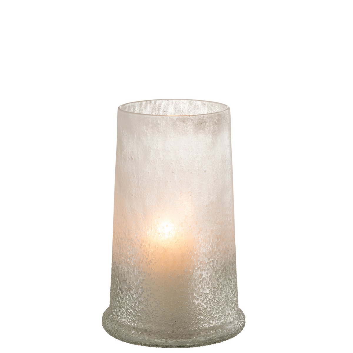 Lanterne J-Line Suiker Glass Blanc Large vue de face, élégante et contemporaine.
