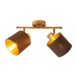 Mur et plafond à 2 places "Maron" en métal-satin-matt avec parasols en tissu en marron, avec socket E14, lampe pour le salon, salle à manger, couloir et bureau, 46 x 12 cm