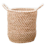 Panier à linge panier de rangement rond GUNUNG en fibre de bananier avec motif macramé en coton