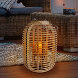 Décol Light "Korbinien", y compris une bougie à LED solaire pour le jardin et la terrasse, de Rattan de nature légère, hauteur de lampe solaire 32 cm