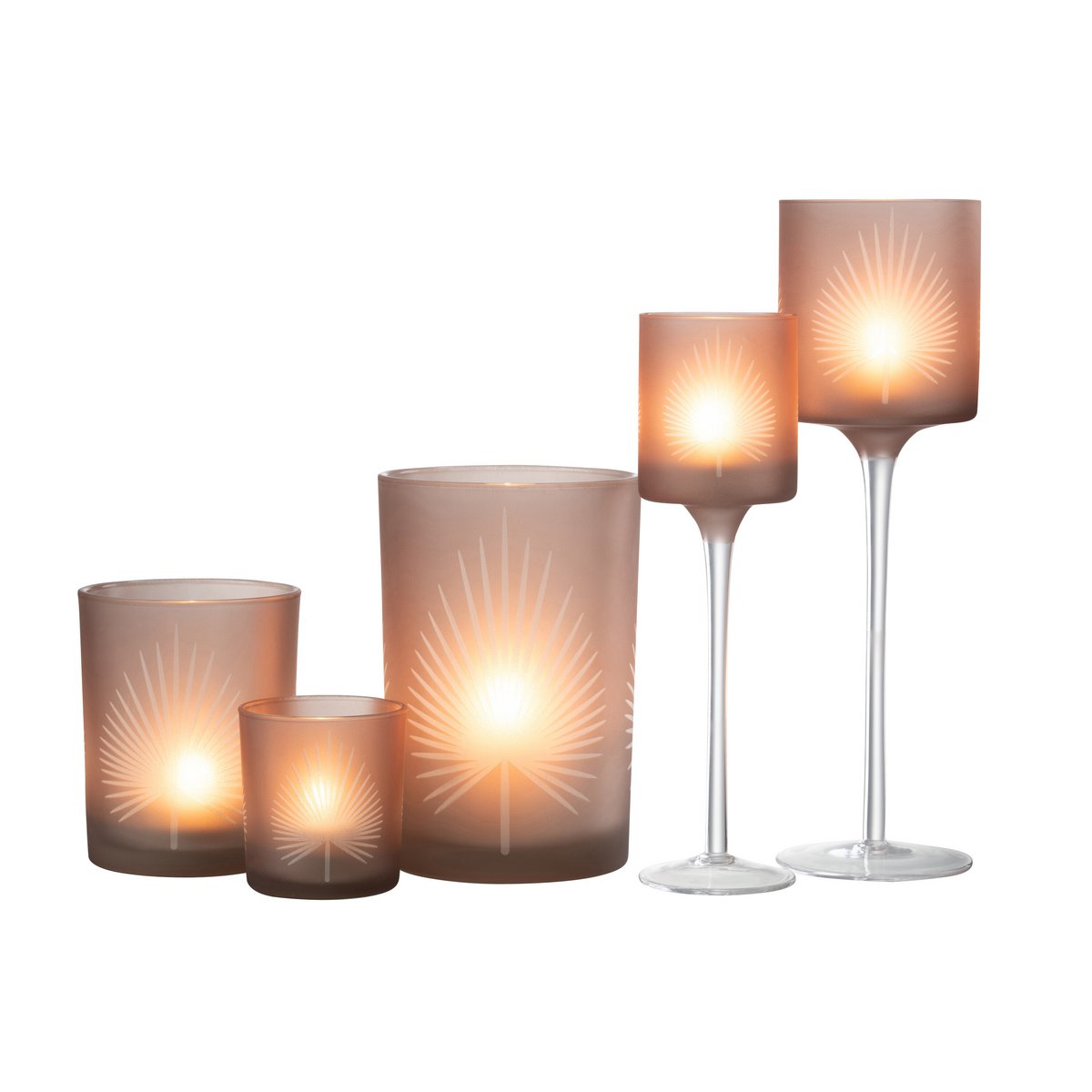 Photophore en verre beige, vue rapprochée