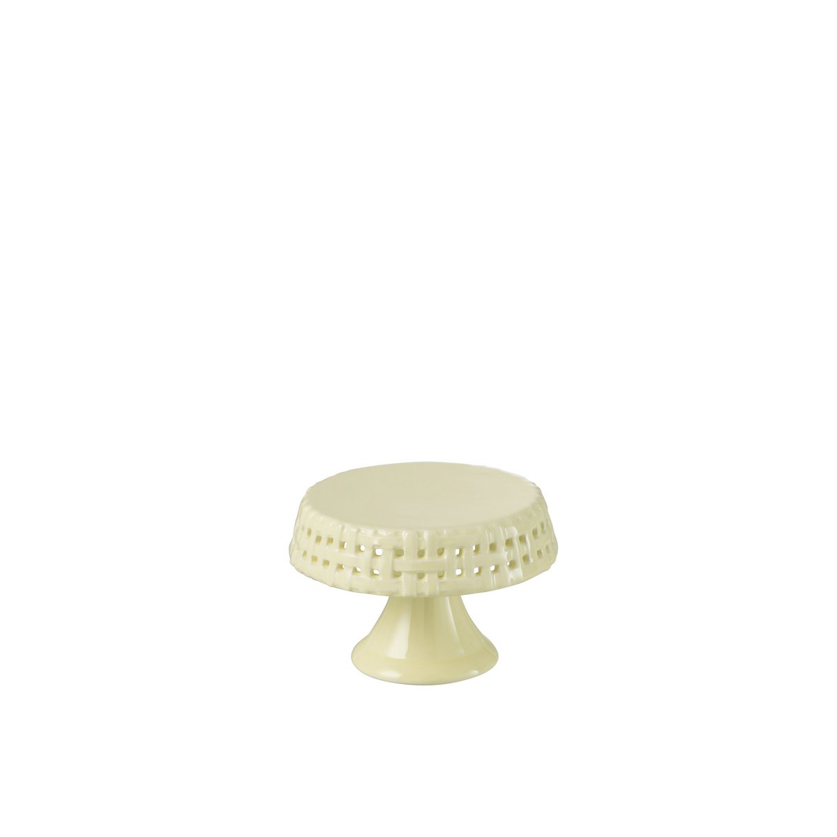 Plateau de gâteau J-Line en céramique jaune, détails de la texture