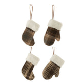 Assortiment J-Line de 4 pièces en textile marron et beige, incluant chaussettes, gant et chapeau.