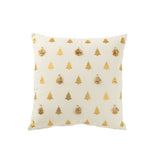 Détail du coussin Sapins de Noël Pompons en coton, design élégant