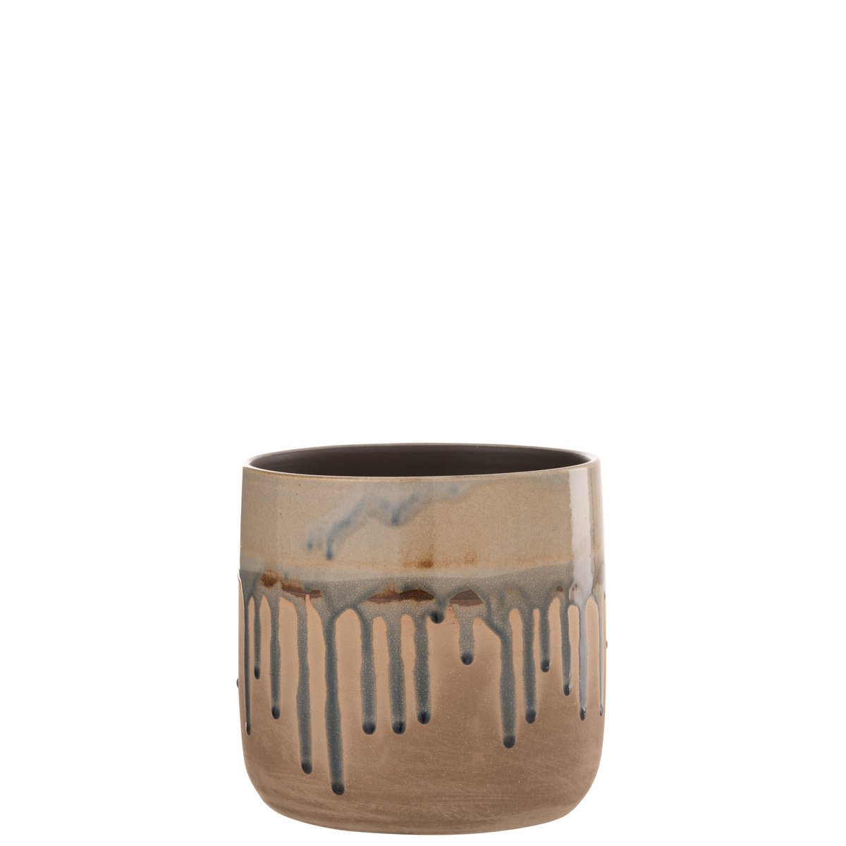 Pot de fleurs J-Line en céramique beige, design moderne, diamètre 18 cm