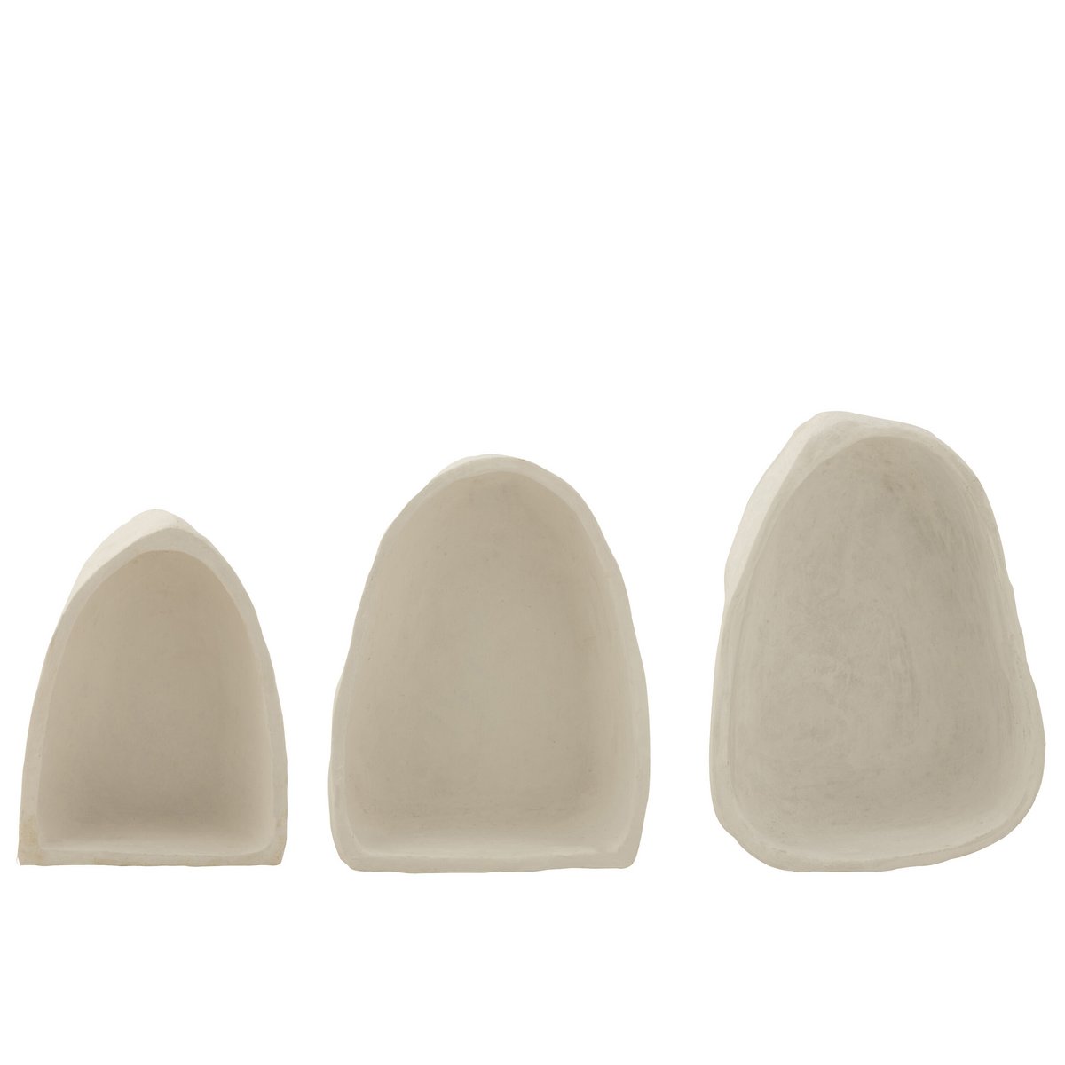 Ensemble de trois supports muraux en papier mâché blanc - vue de face