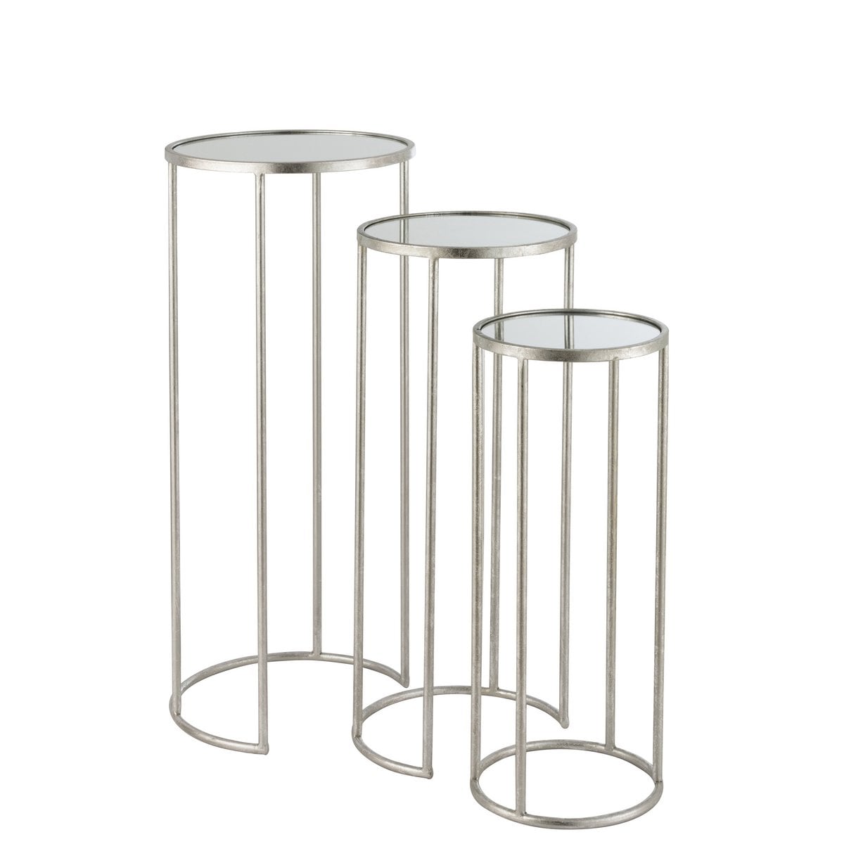 Table d'appoint Leo Spiegel en métal argenté, design moderne et élégant