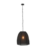 Plafonnier Poire Lin Noir J-Line - Présentation dans un salon moderne.