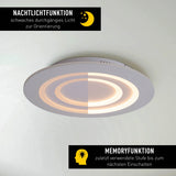 Plafond LED "Mirel" Ø 50 cm, 6 cm de haut, métal et plastique en blancs, LED intégrés, 2400 lm, dimmable, fonction CCT 3000-6500 K, changement de couleur RVB