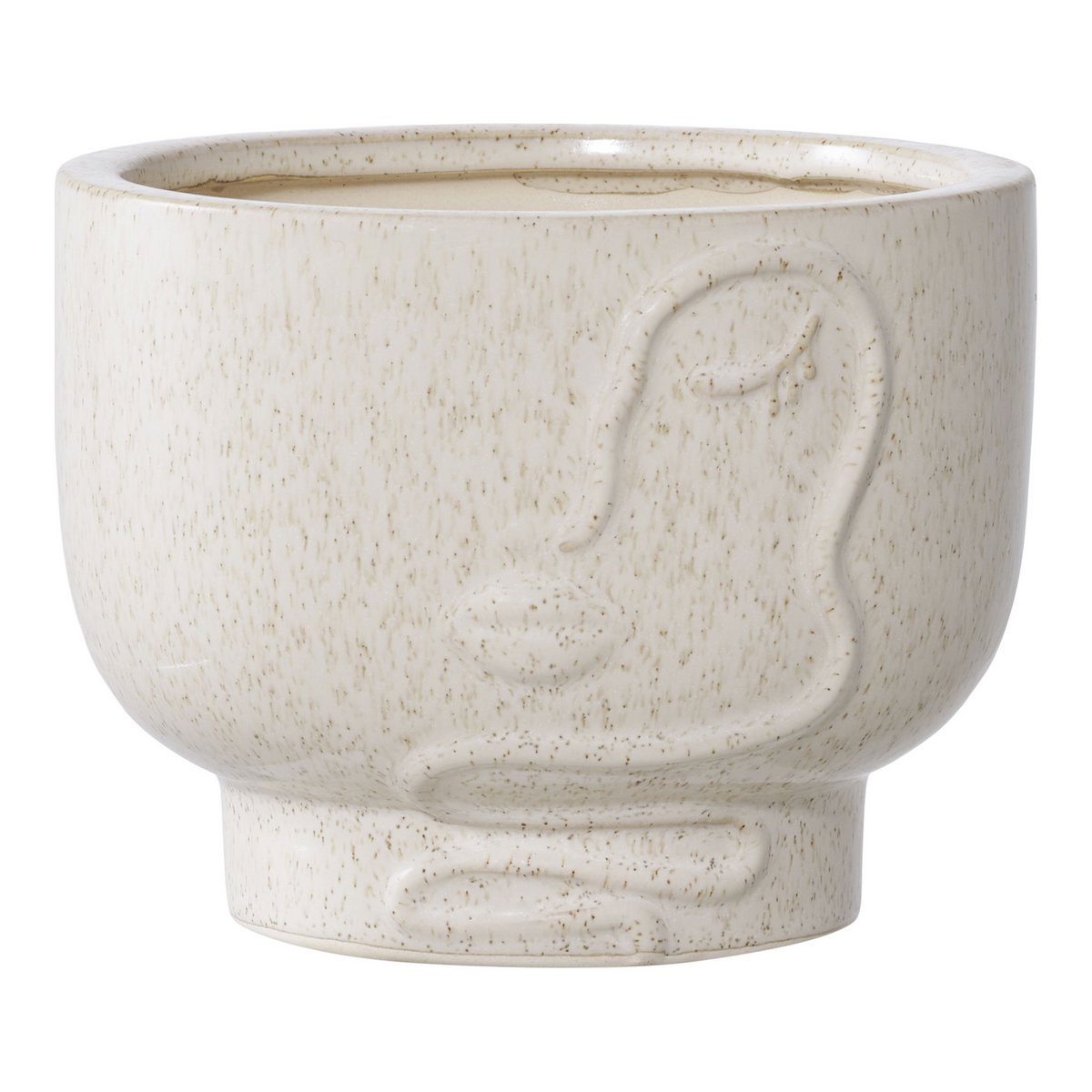 Pot de fleur en céramique beige avec design minimaliste