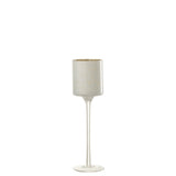 Photophore J-Line Milano sur pied en verre blanc et or, vue de face