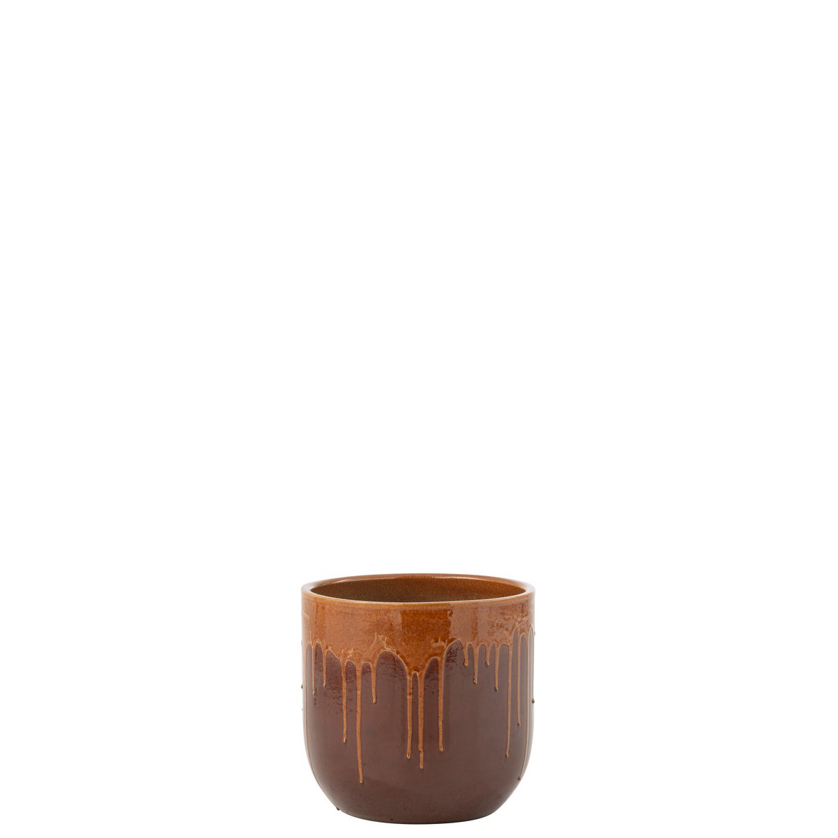 Pot de fleur J-Line Lee marron et orange, vue de face