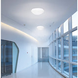 Plafond LED en métal et en verre en blanc, avec des LED-in Fermement construites Ø Env. 29 cm.