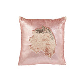 Coussin J-Line réversible en coton et lin rose et champagne, vue 1