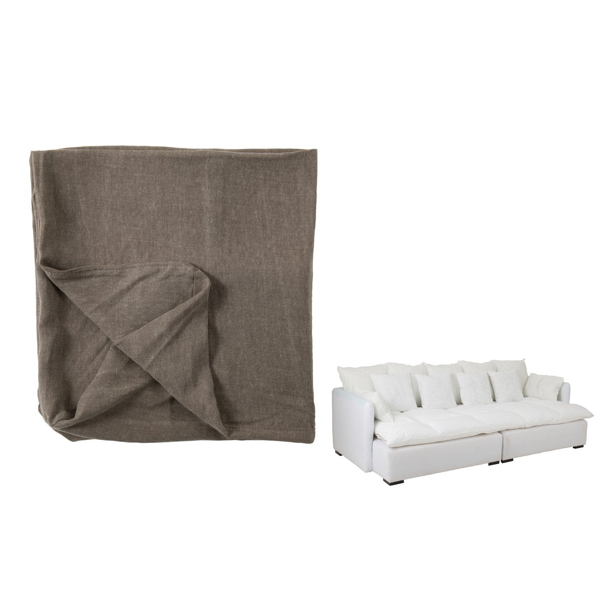 Housse assise taupe J-Line avec coussins sur fond de jardin