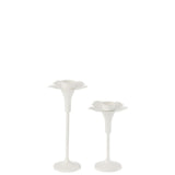 J-Line Set De 2 Bougeoirs Oldies Métal Blanc