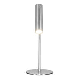 Vue latérale de la lampe de table Paris en métal argenté