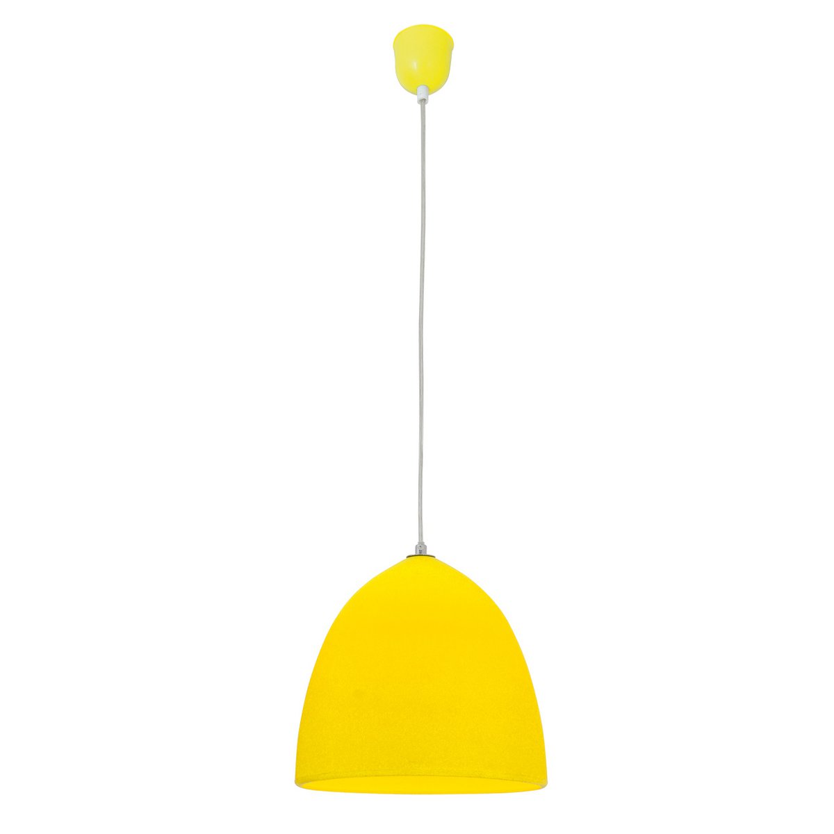 Lampe à pendentif Catinus en silicone jaune, vue de face