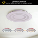 Plafond LED "Mirel" Ø 50 cm, 6 cm de haut, métal et plastique en blancs, LED intégrés, 2400 lm, dimmable, fonction CCT 3000-6500 K, changement de couleur RVB
