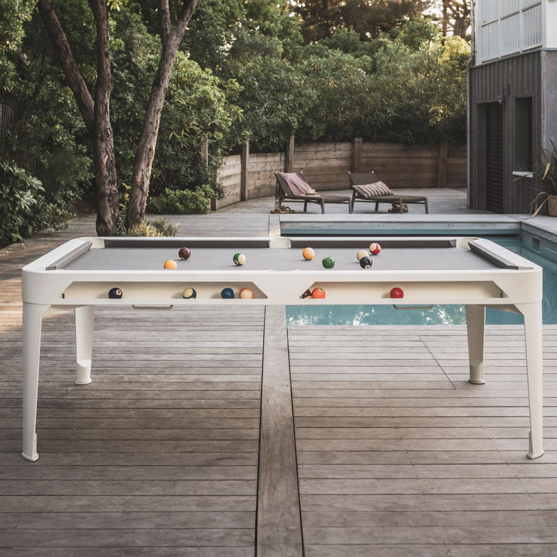 Billard Hyphen outdoor blanc, tapis gris clair