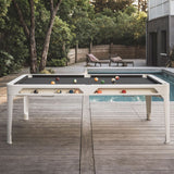 Billard Hyphen outdoor blanc, tapis gris foncé