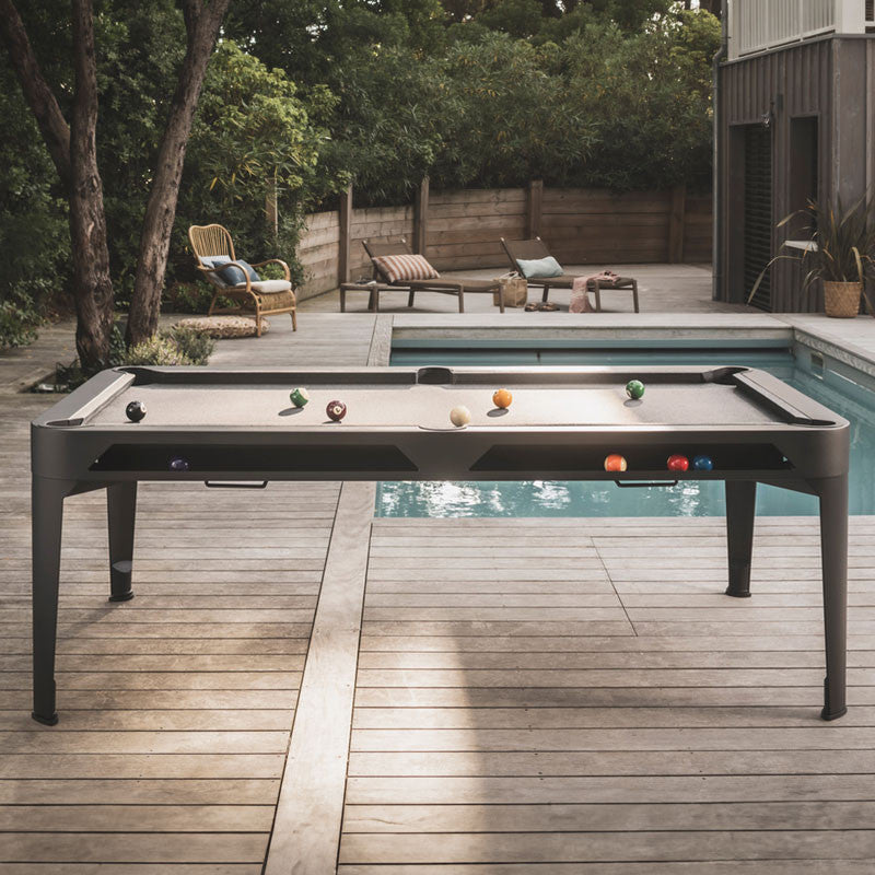 Billard Hyphen outdoor gris noir, tapis gris clair