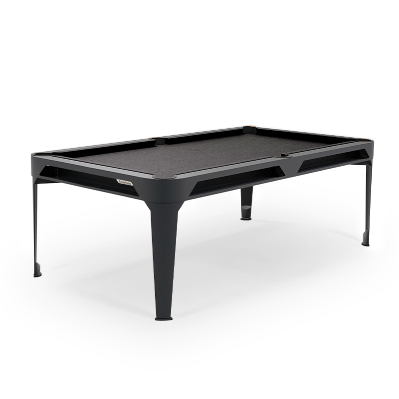 Billard outdoor convertible Cornilleau Hyphen gris noir, tapis gris foncé