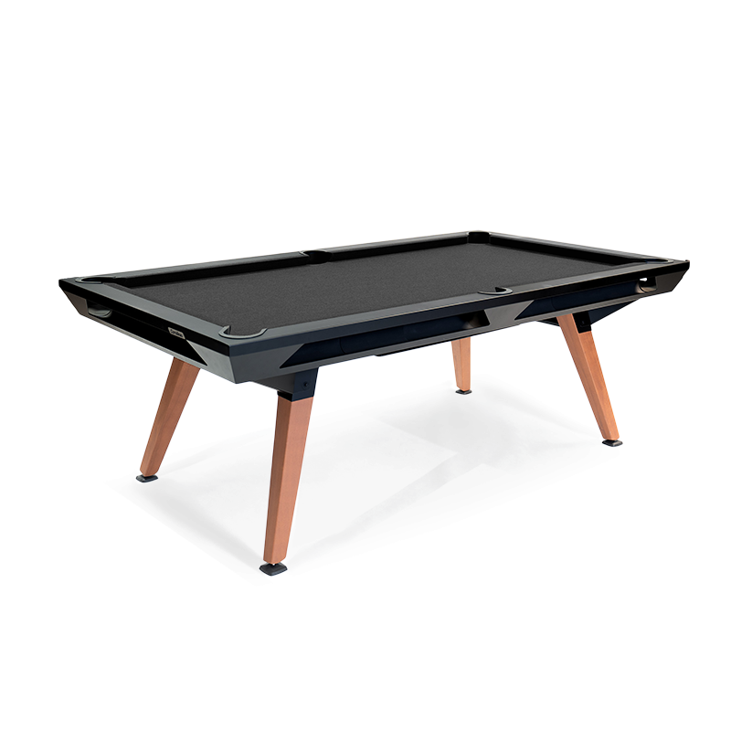 Billard outdoor design Cornilleau Origin noir, structure acier et pieds en bois Moabi