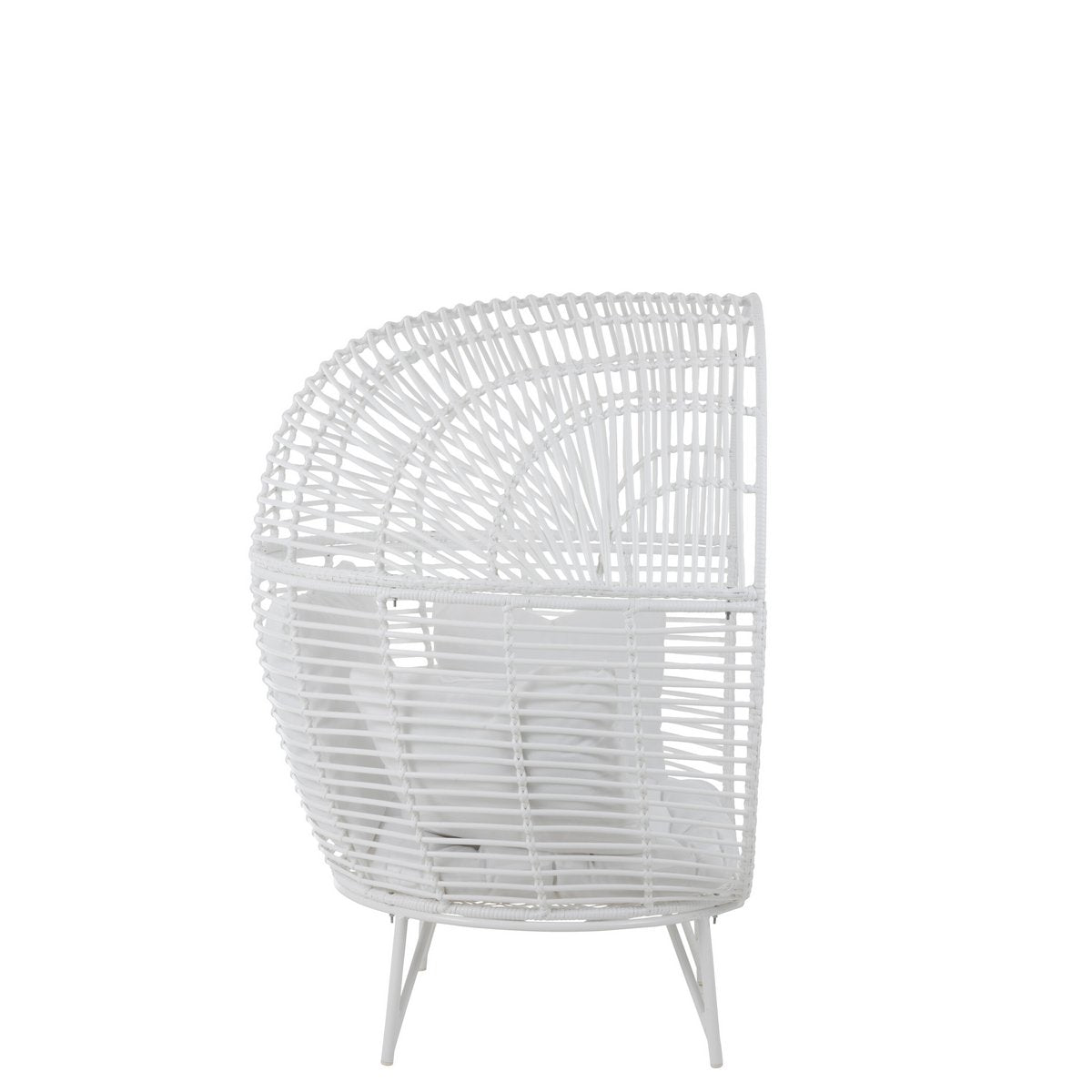 Vue latérale de la chaise longue J-Line Ovale blanche