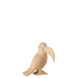 Figurine toucan en bois naturel de J-Line, vue de face