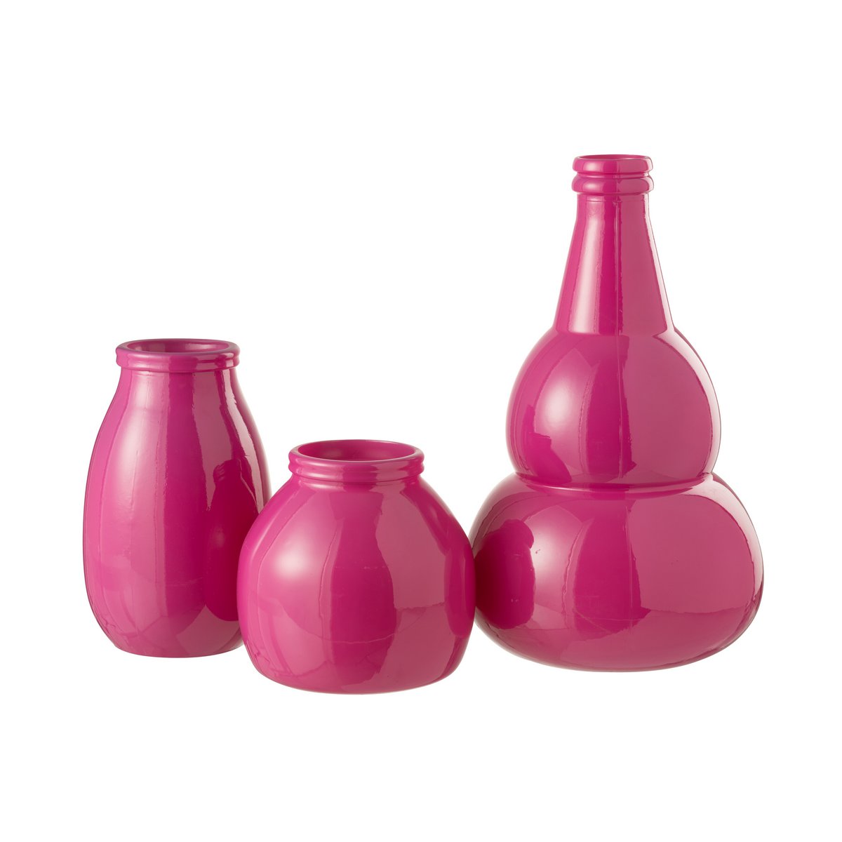 Vase Cocoon J-Line en verre rose, vue de face