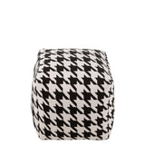 Pouf J-Line Wide motif pied-de-poule en coton blanc et noir, vue de face