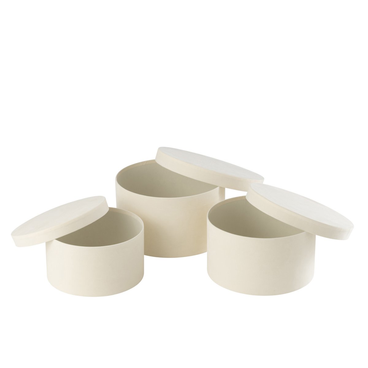 Boîte J-Line Round Flat en velours blanc - vue de face
