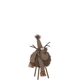 Figurine Renne J-Line en polyrésine marron avec chapeau et écharpe