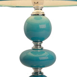 Lampe de table en céramique "Araga" 36 cm de haut, lampe de table en métal, en céramique, avec des lames de texte, turquoise, avec socket E14, éclairage pour salle à manger, salon, couloir ou bureau