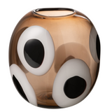 Vase Izzy J-Line en verre blanc et brun, vue de face