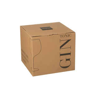 Verres J-Line High Gin en coffret, vue de face avec détails dorés