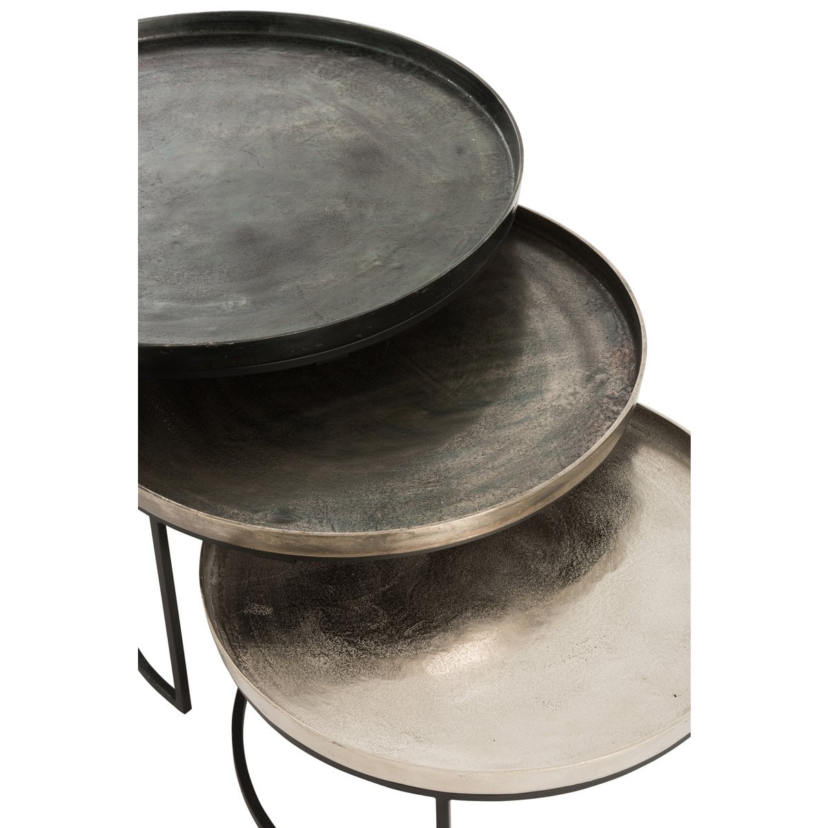 Table d'appoint J-Line Round en aluminium noir, vue de dessus