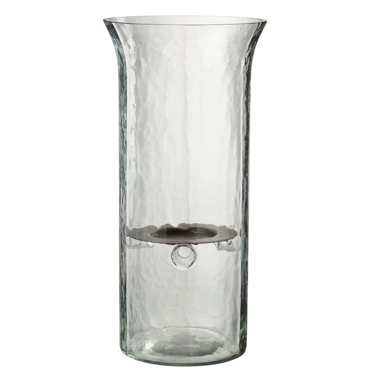 Bougeoir J-Line Plate Blurred en verre transparent, vue de face.