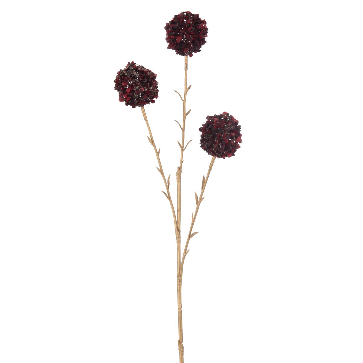 Branche 3 Fleurs J-Line en plastique rouge et or, vue avant