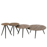 Table J-Line Ronde en Teck Recyclé - vue de face