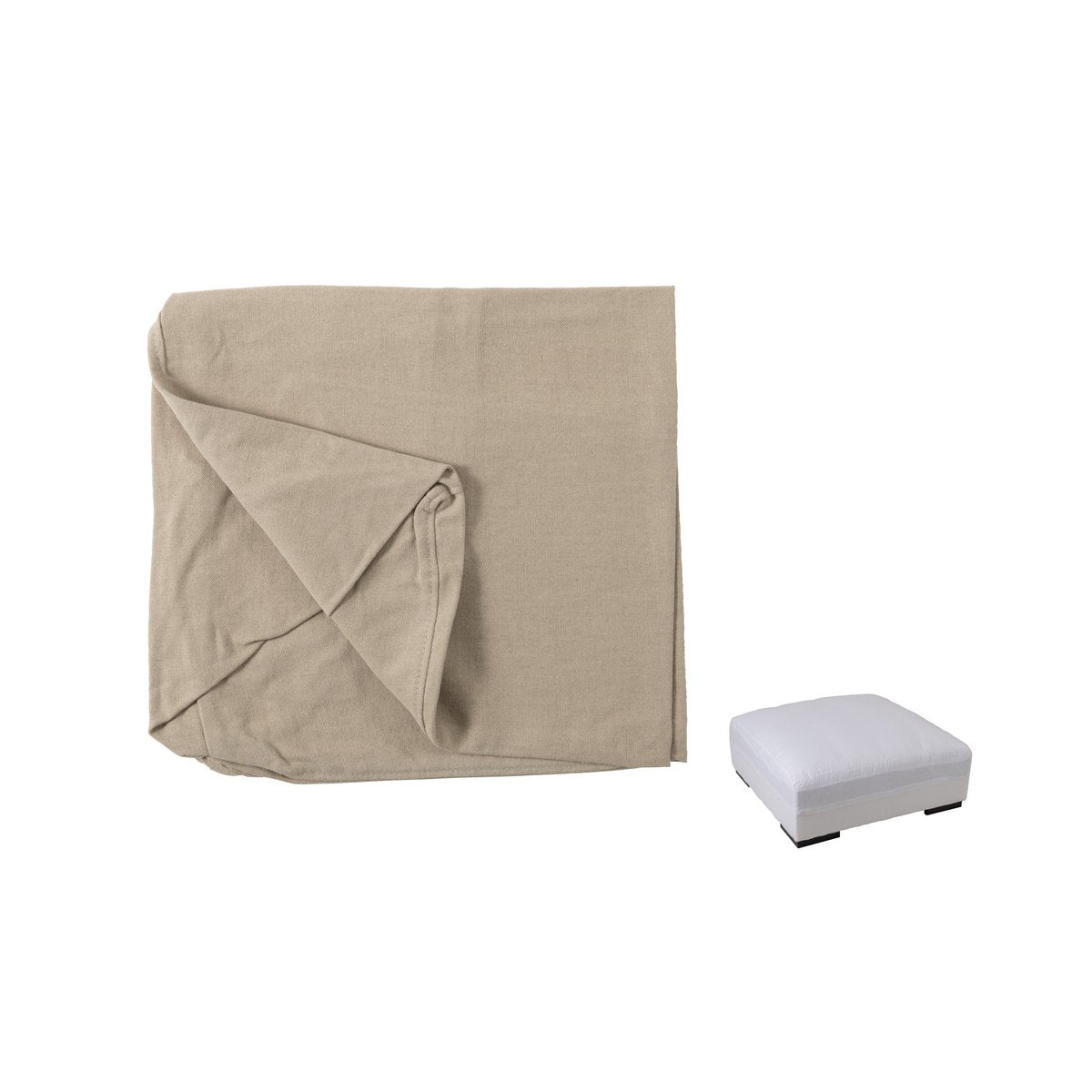Housse pour pouf Monaco en lin naturel, vue d'ensemble