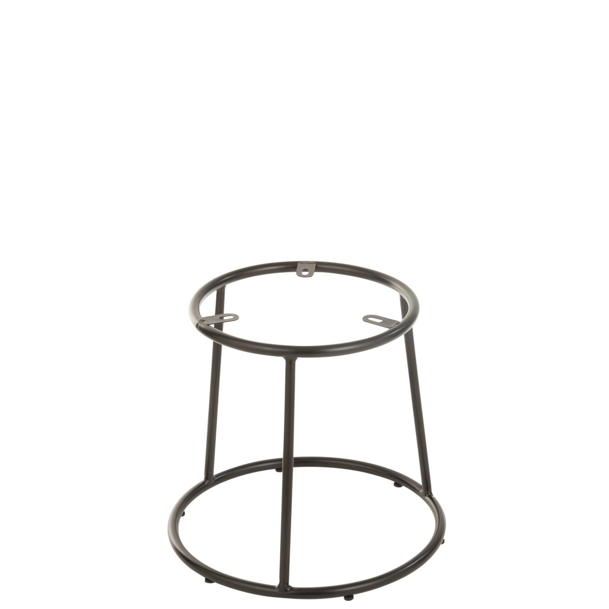Tabouret bas en métal noir J-Line, vue de face, design industriel
